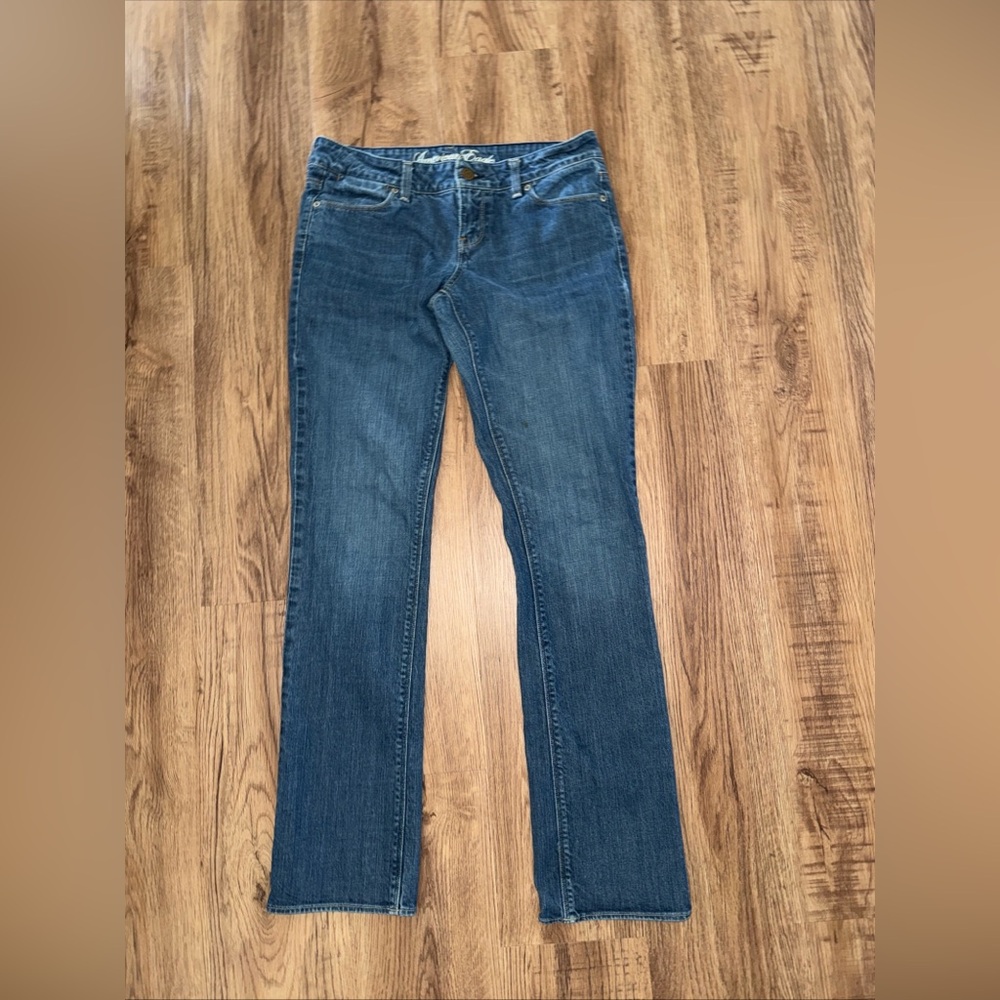 American Eagle Women's Jeans Sz 10 L Straight Bootcut Blue Denim Y2K VTG Lowrise